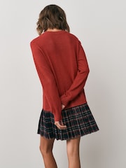 Red Long Sleeve Cardigan 2 in 1 Mini Dress - Image 2 of 4