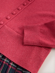 Red Long Sleeve Cardigan 2 in 1 Mini Dress - Image 6 of 7