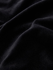 Black Sleeveless Barrel Leg Velvet Jumpsuit - Image 8 of 8