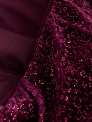 Red Sequin Cape V-Neck Mini Dress - Image 6 of 7