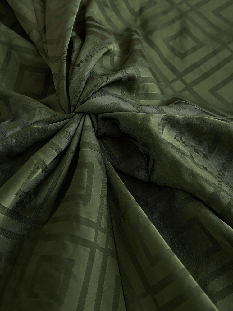 Green Jaquard Twist Front Long Sleeve Satin Maxi Dress - Image 2 of 3