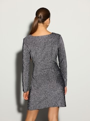 Silver Long Sleeve Side Ruched Hardware Mini Dress - Image 3 of 6