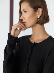 Black Print Long Sleeve Frill Cuff Knit Cardigan 2 in 1 Mini Dress - Image 5 of 5