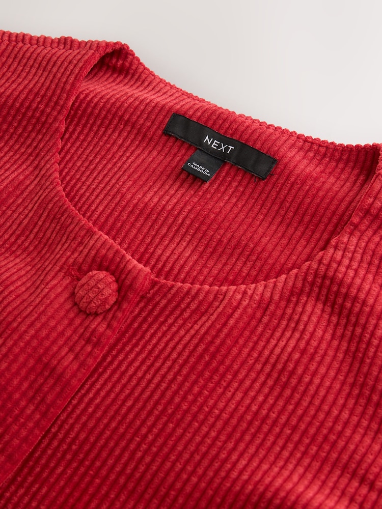 Red Cord Button Through Mini Dress - Image 3 of 3 Red Cord Button Through Mini Dress - Image 3 of 3