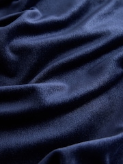 Navy Blue Velvet One Shoulder Ruched Midi Dress - Image 8 of 8