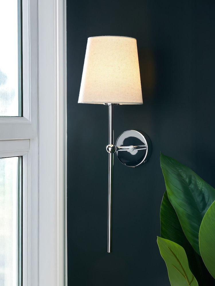 BHS Chrome Alegra USB-C Rechargeable Shaded Wall Light - Image 1 of 7