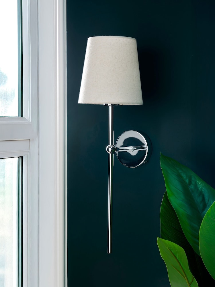 BHS Chrome Alegra USB-C Rechargeable Shaded Wall Light - Image 2 of 7