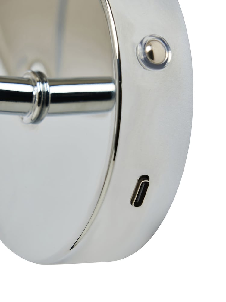 BHS Chrome Alegra USB-C Rechargeable Shaded Wall Light - Image 7 of 7