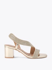 Carvela Gold Gala Block Jewel Wide Fit Sandals - Image 1 of 4