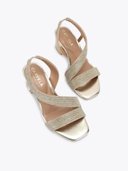 Carvela Gold Gala Block Jewel Wide Fit Sandals - Image 2 of 4