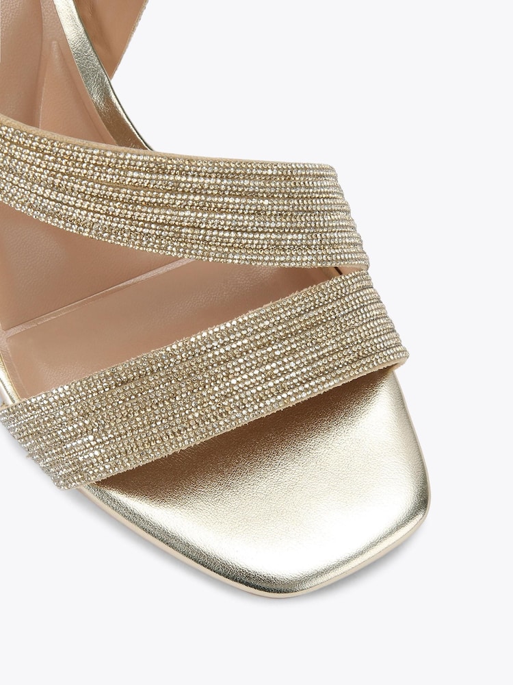 Carvela Gold Gala Block Jewel Wide Fit Sandals - Image 4 of 4 Carvela Gold Gala Block Jewel Wide Fit Sandals - Image 4 of 4