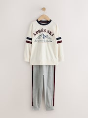 Navy/Ecru Apres Ski Graphic Long Sleeve Jogger Pyjamas Set 3 Pack (3-16yrs) - Image 2 of 7