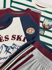 Navy/Ecru Apres Ski Graphic Long Sleeve Jogger Pyjamas Set 3 Pack (3-16yrs) - Image 7 of 7