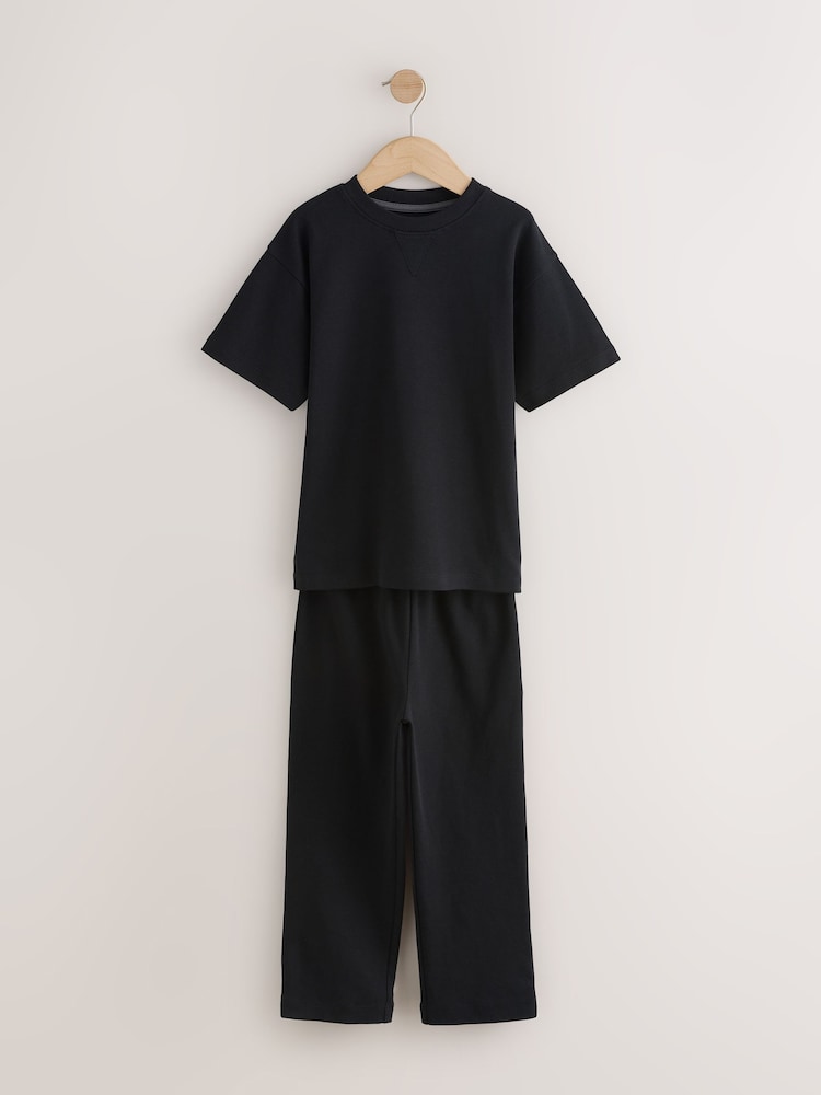 Grey/Stone/Black Short Sleeve Jogger Pyjamas 3 Pack (3-16yrs) - Image 2 of 7 Grey/Stone/Black Short Sleeve Jogger Pyjamas 3 Pack (3-16yrs) - Image 2 of 7