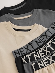 Grey/Stone/Black Short Sleeve Jogger Pyjamas 3 Pack (3-16yrs) - Image 7 of 7