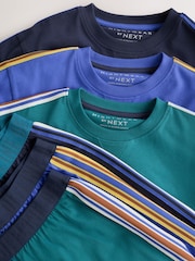 Blue/Black/Green Side Stripe Long Sleeve Jogger Pyjamas Set 3 Pack (3-16yrs) - Image 6 of 9
