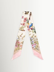 Aspinal of London Pink/White Edwardian Garden Twilly Scarve - Image 1 of 2