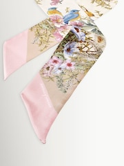 Aspinal of London Pink/White Edwardian Garden Twilly Scarve - Image 2 of 2
