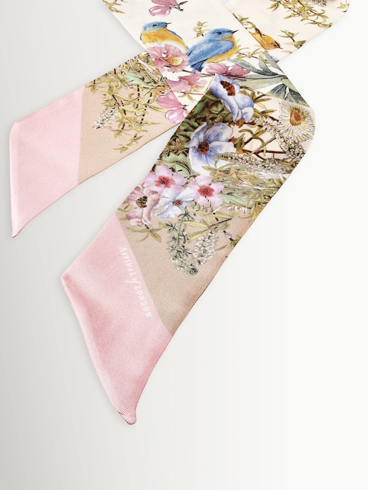 Aspinal of London Pink/White Edwardian Garden Twilly Scarve - Image 2 of 2