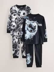Black/Silver Football - Pyjama à manches longues 2 Pack (3-16ans) - Image 1 de 6
