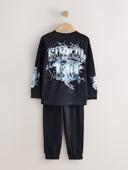 Black/Silver Football Long Sleeve Pyjamas 2 Pack (3-16yrs) - Image 9 of 12