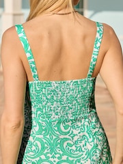 Sosandar Green Petite Paisley Print Linen Blend Split Hem Midaxi Dress - Image 5 of 5