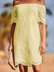 Sosandar Yellow Broderie Bardot Dress - Image 3 of 3