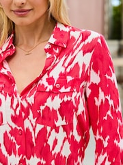 Sosandar Pink Floral Print Relaxed Utility Shirt - Image 3 of 4