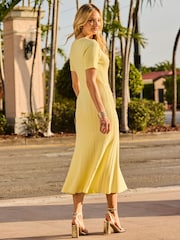 Sosandar Button Through Rib Knit Fit & Flare Midi Dress - Image 2 of 4