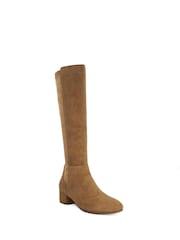 Dune London Suede Brown Standard Fit Tayla Smart Stretch High Leg Boots - Image 3 of 5