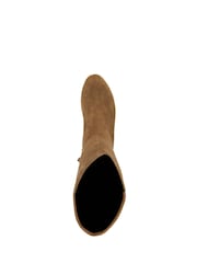 Dune London Suede Brown Standard Fit Tayla Smart Stretch High Leg Boots - Image 4 of 5