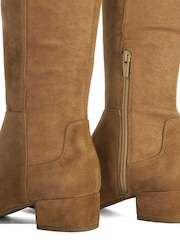 Dune London Suede Brown Standard Fit Tayla Smart Stretch High Leg Boots - Image 6 of 6