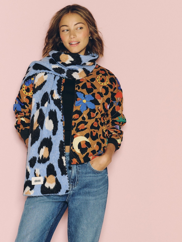 Eleanor Bowmer Blue Leopard knitted Scarf - Image 1 of 6
