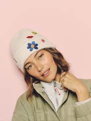 Eleanor Bowmer Cream Knitted Beanie - Image 1 of 7