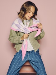 Eleanor Bowmer Purple Check Triangle knitted Scarf - Image 4 of 7