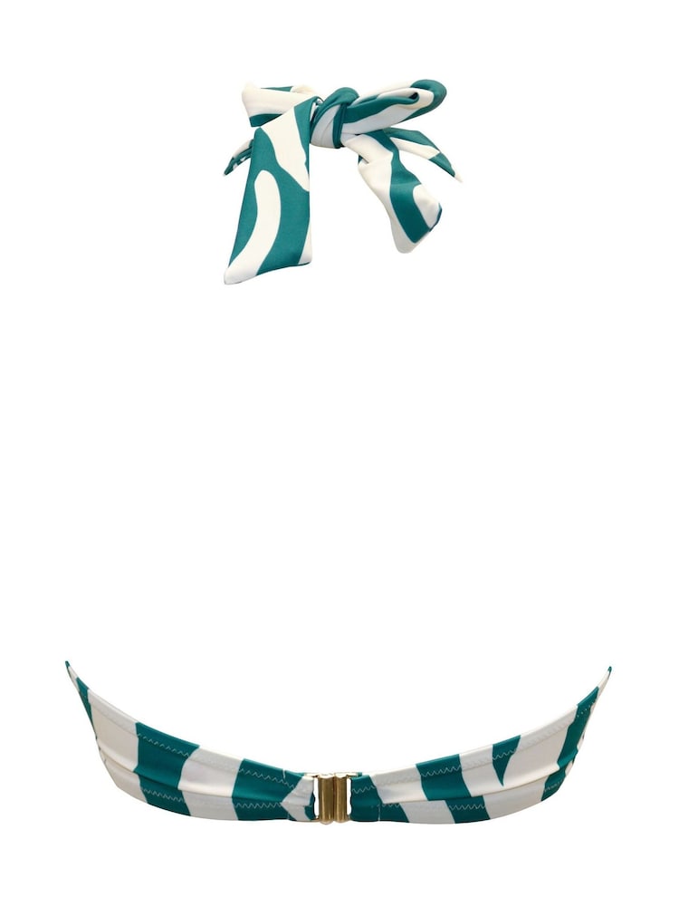 Pour Moi Teal/White Halterneck Madrid Bikini Top - Image 4 of 4 Pour Moi Teal/White Halterneck Madrid Bikini Top - Image 4 of 4