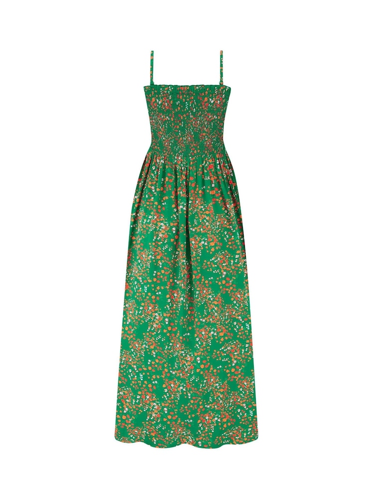 Pour Moi Green Ditsy Emma Strapless Shirred Bodice Woven Maxi Beach Dress - Image 4 of 4 Pour Moi Green Ditsy Emma Strapless Shirred Bodice Woven Maxi Beach Dress - Image 4 of 4