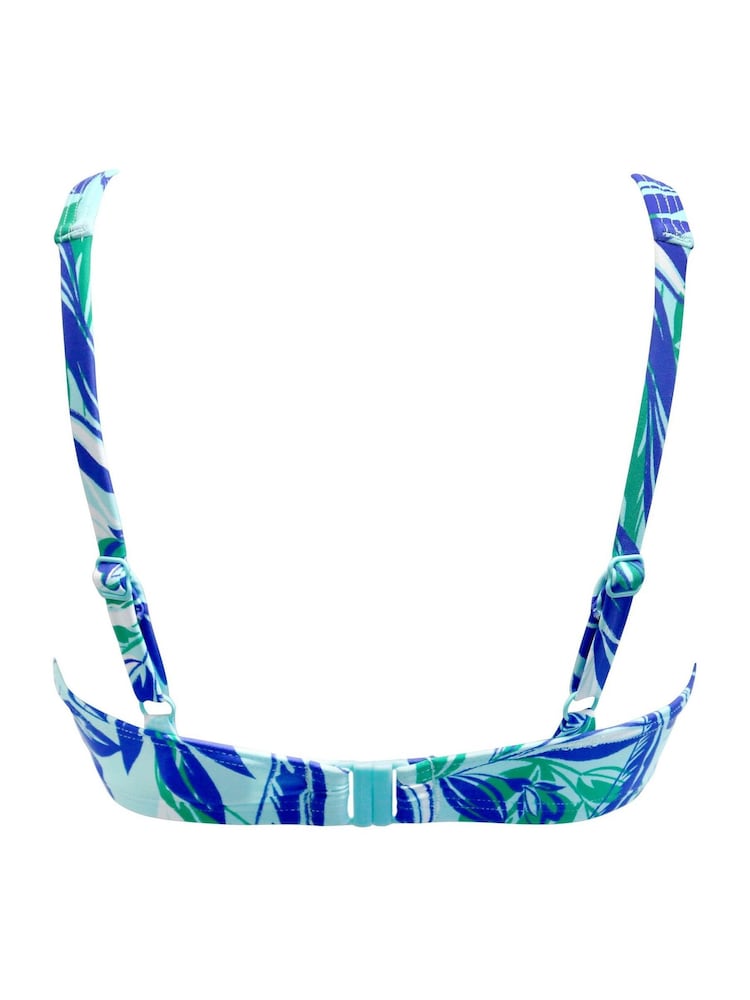 Pour Moi Aqua Blue Palm Non Padded Underwired Santa Monica Bikini Top - Image 5 of 5 Pour Moi Aqua Blue Palm Non Padded Underwired Santa Monica Bikini Top - Image 5 of 5