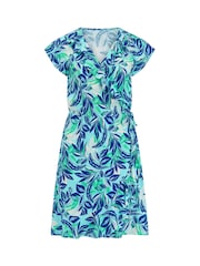 Pour Moi Blue Penny Frill Wrap Woven Beach Dress - Image 3 of 4