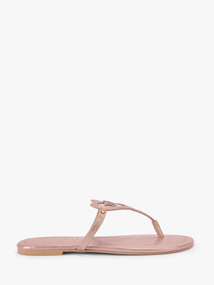 Kurt Geiger London Pink T Bar Flat Sandals - Image 1 of 4 Kurt Geiger London Pink T Bar Flat Sandals - Image 1 of 4