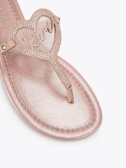 Kurt Geiger London Pink T Bar Flat Sandals - Image 3 of 4