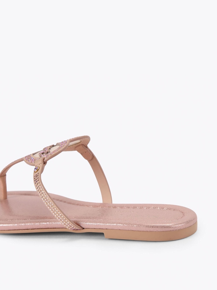 Kurt Geiger London Pink T Bar Flat Sandals - Image 4 of 4 Kurt Geiger London Pink T Bar Flat Sandals - Image 4 of 4