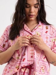 Simply Be Pink Shortie Print Revere Pyjamas Set - Image 4 of 4