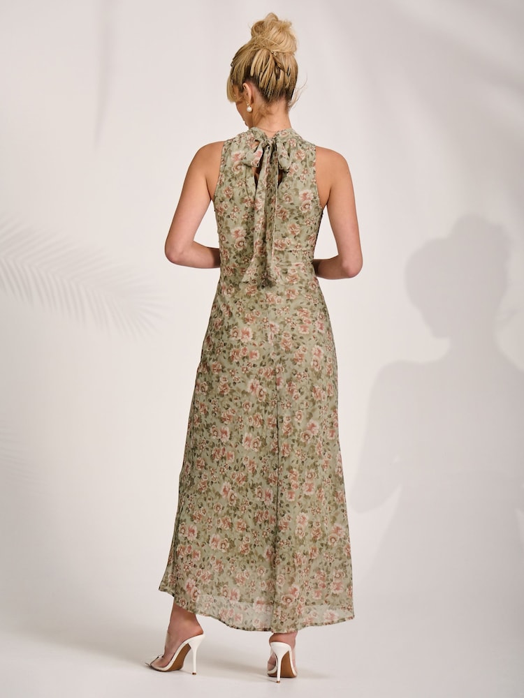 Jolie Moi Green Chiffon Halterneck Midaxi Dress - Image 2 of 6
