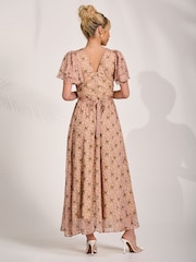 Jolie Moi Green Angel Sleeved Chiffon Maxi Dress - Image 2 of 6