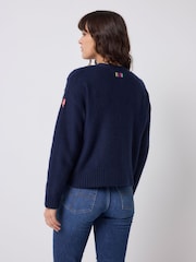 Μπλε - SCAMP & DUDE Πλεκτή Ζακέτα με Καλώδια - Εικόνα 2 από 5