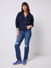 Μπλε - SCAMP & DUDE Πλεκτή Ζακέτα με Καλώδια - Εικόνα 3 από 5