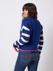 SCAMP & DUDE Blue Stripe Cardigan - Image 3 of 6
