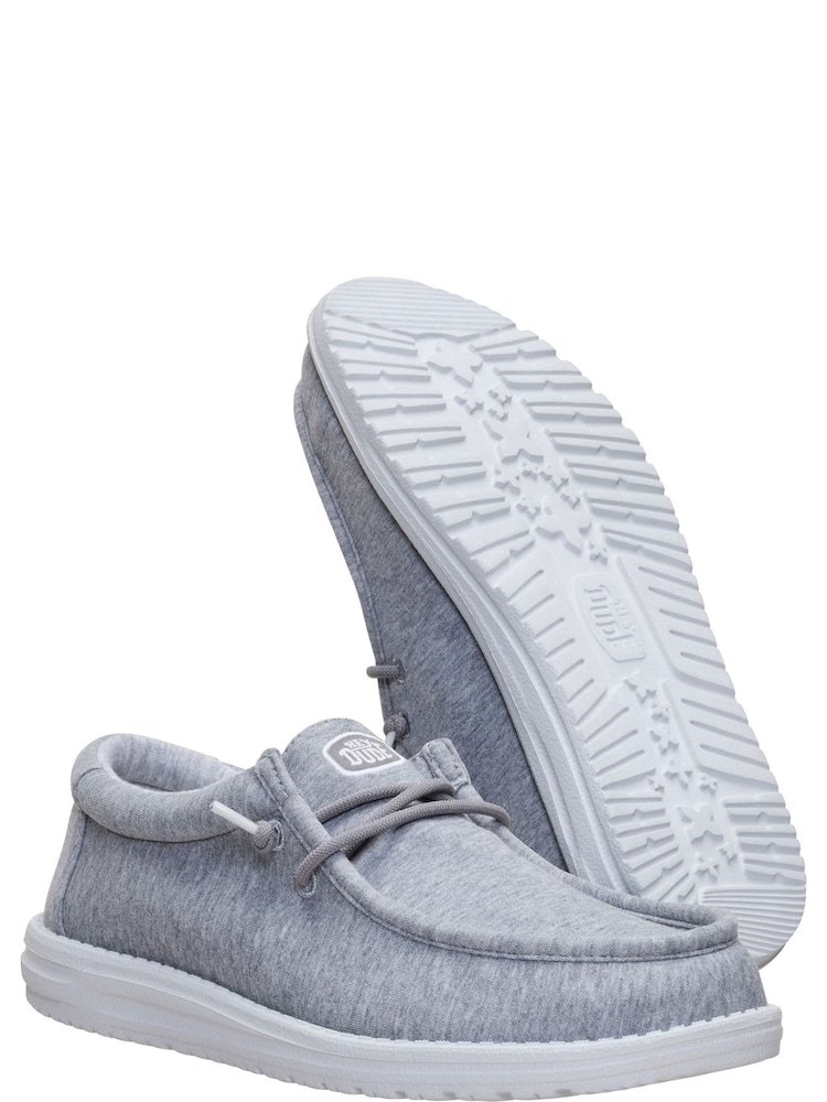 HEYDUDE Grey Wally Stretch Jersey Slip on Shoes - Image 2 of 5 HEYDUDE Grey Wally Stretch Jersey Slip on Shoes - Image 2 of 5