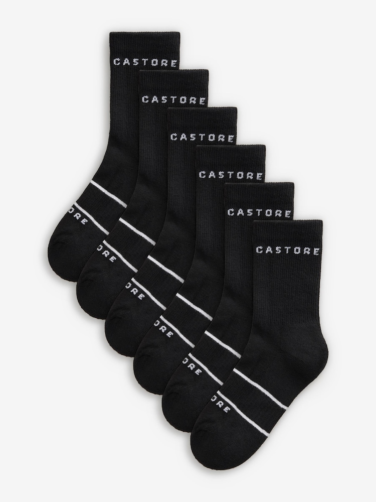 Castore Black Back to School Cushioned Sole Crew Socks 6 Pack - Image 1 of 9